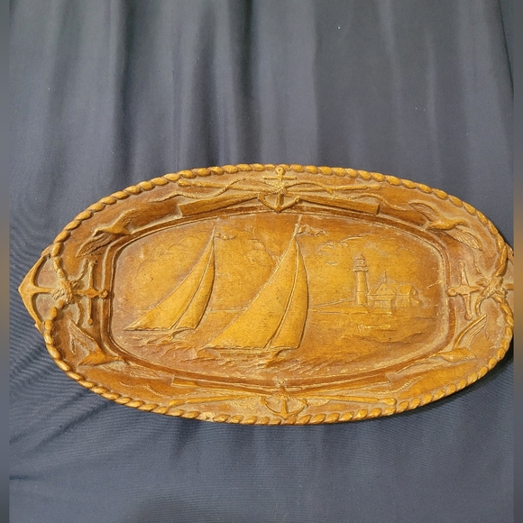VTG Burwood-Ships Anchors -Nautical Burwood Tray. Composite Platter 12” X 6” - Picture 1 of 6